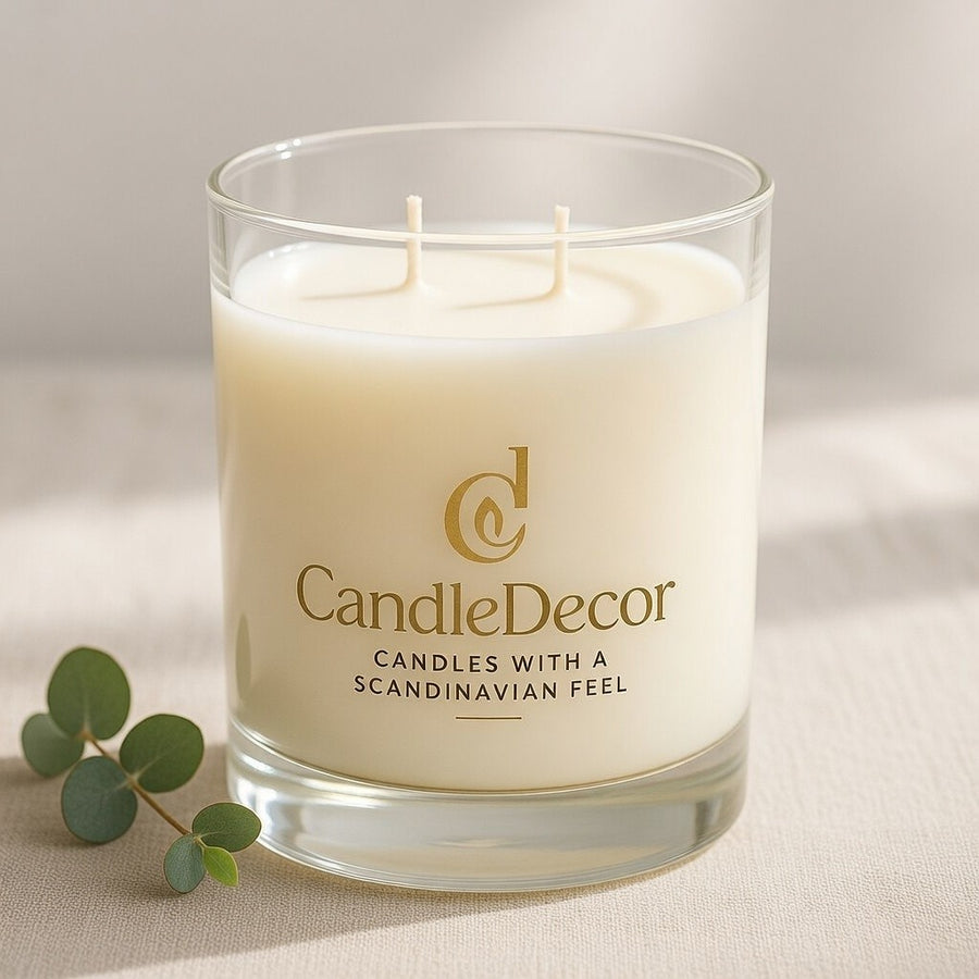 CandleDecor candle with a Scandinavian feel on a neutral background